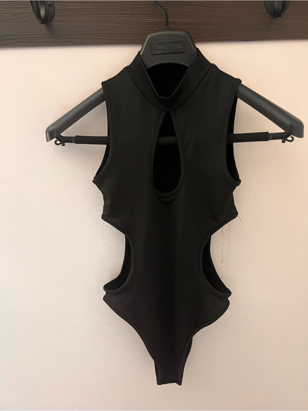 Black Cutout High Neck Bodysuit